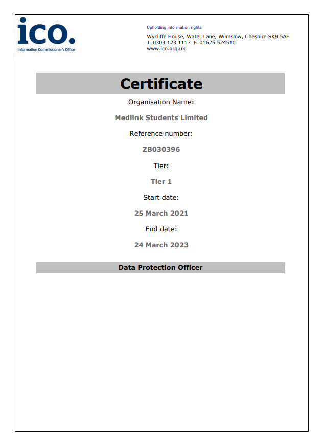 ICO certificate