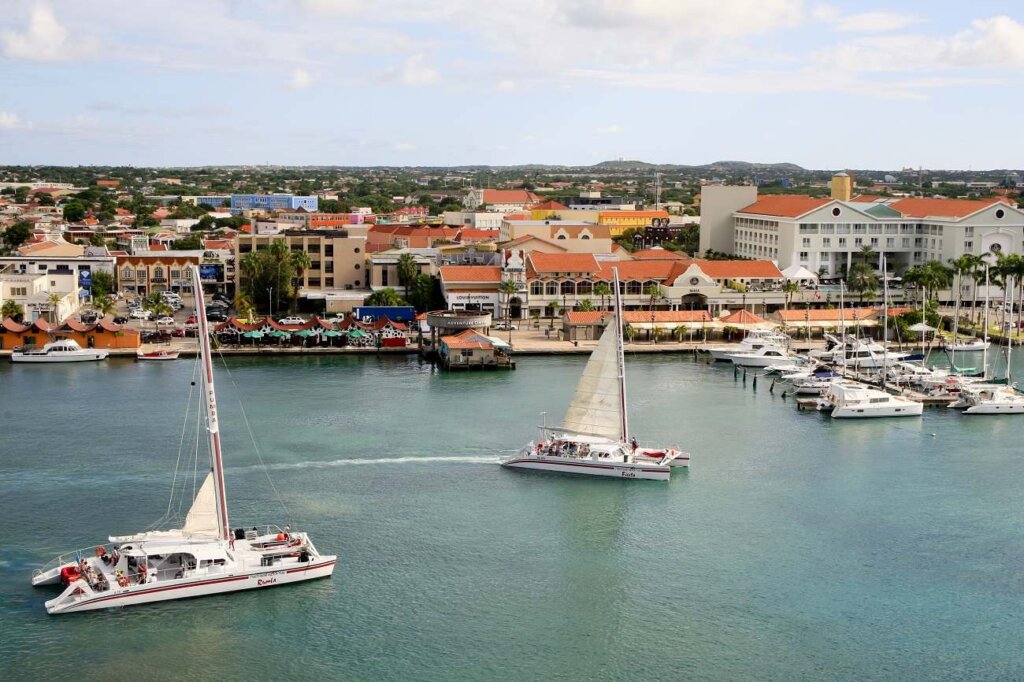 Leisure time at Oranjestad, Aruba; sailing