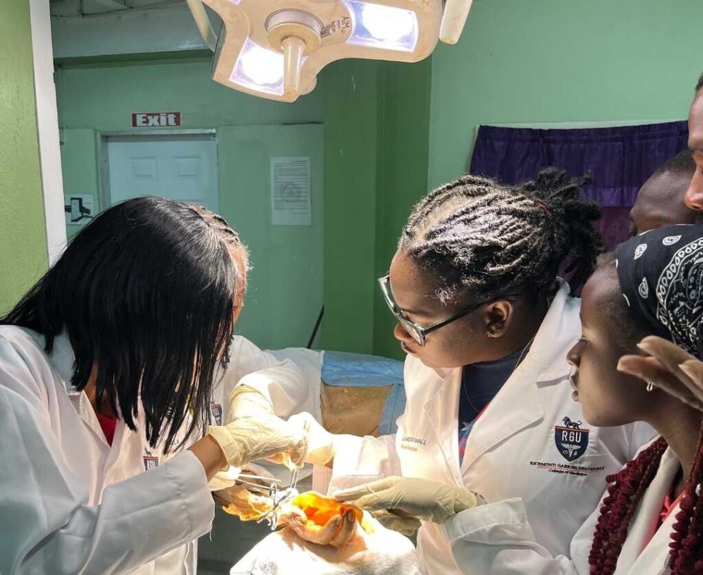 Medical students performing basic sciences at Richmond Gabriel University School of medicine 