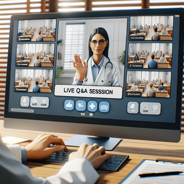 live q n a session during webinar for medlink students