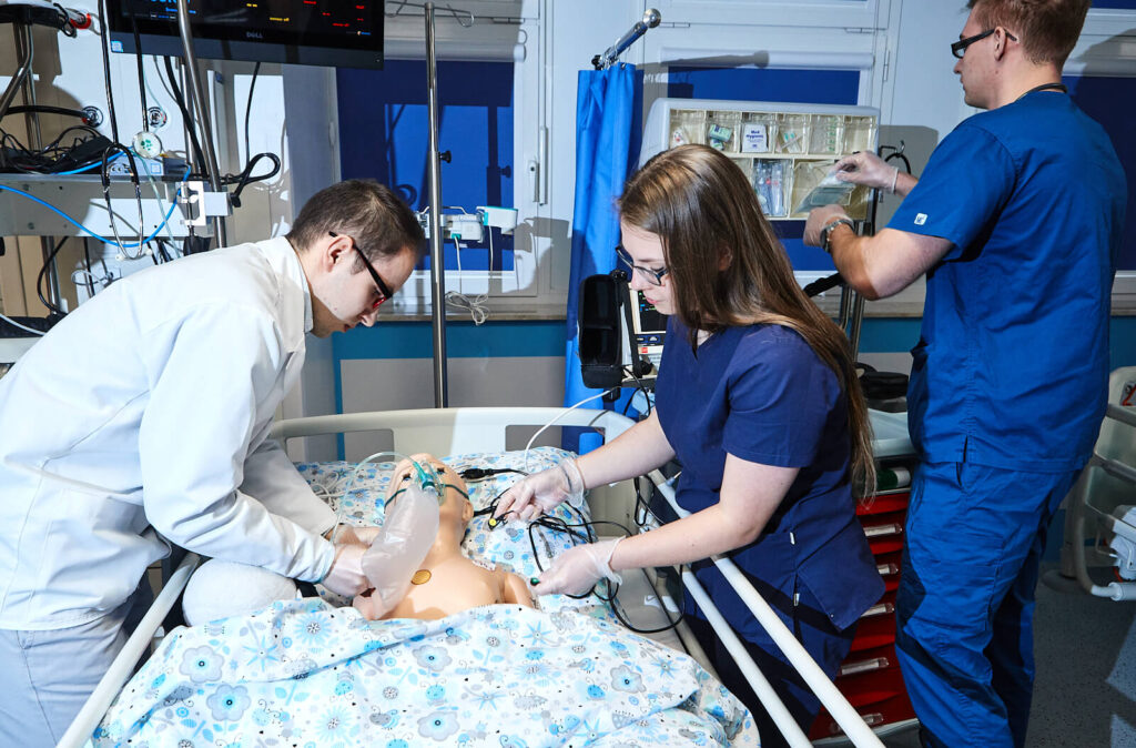 students in medical uni in Lodz training in a university hospital