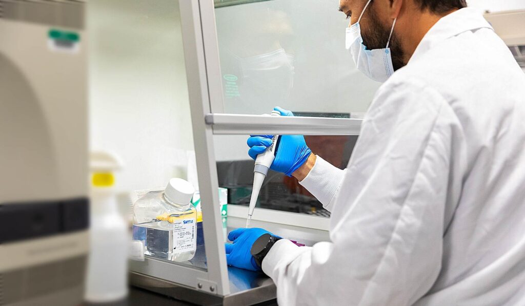 Student in research lab