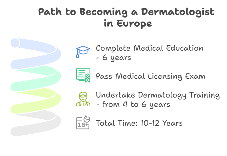 Step-by-Step Guide on How to Become a Dermatologist: Pathways, Cost & Timeline 2 How to Become a Dermatologist in Europe Infographic