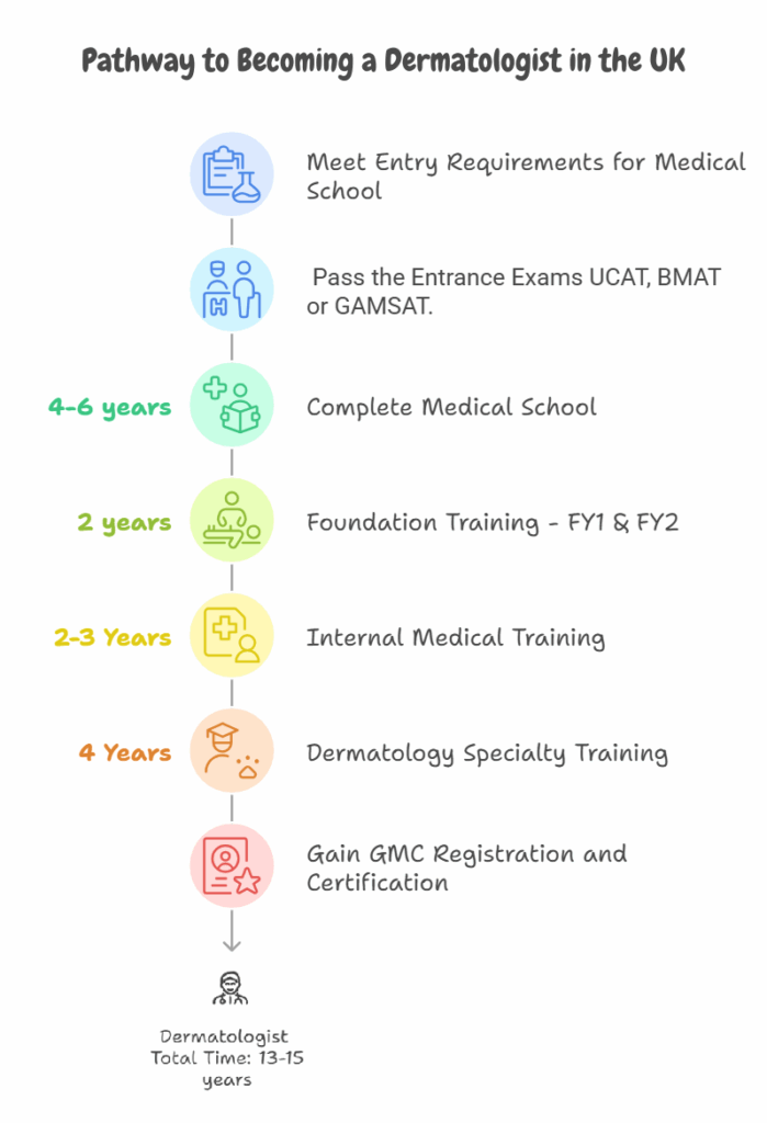 Step-by-Step Guide on How to Become a Dermatologist: Pathways, Cost & Timeline 1 How to Become a Dermatologist in the UK Infographic