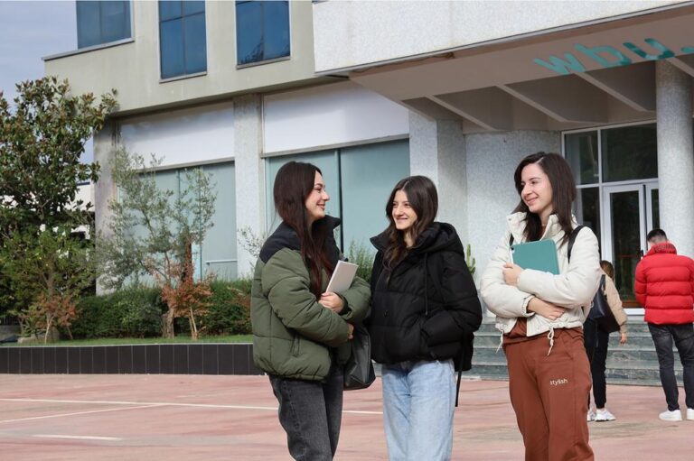 Western Balkans University in Tirana Students in Campus